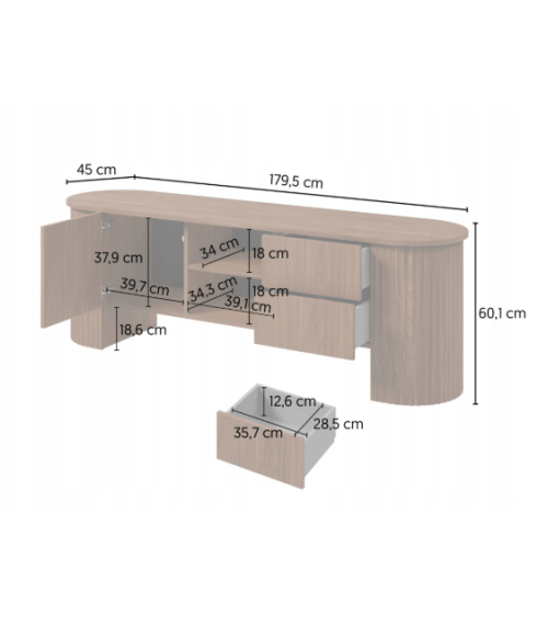Meuble TV CAVO – 180 cm – Noyer Lincoln